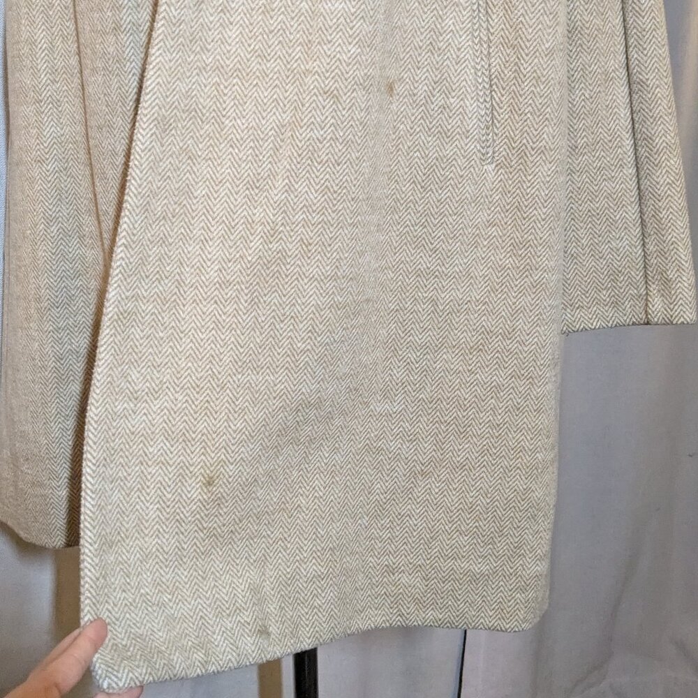 Madewell Coat Tan Stanza Herringbone Coat Wool Blend Camel Color Large - Picture 8 of 8